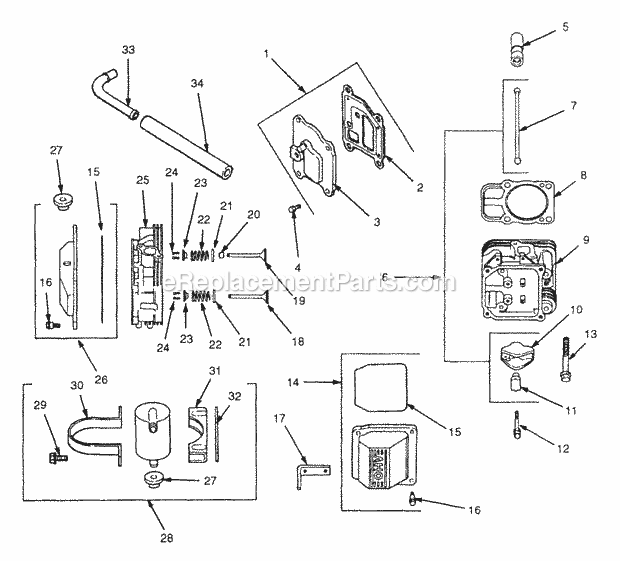20hp Cylinder Head, Valves And Breather Diagram and Parts List for Z54 53AC385K100 Cub Cadet Lawn Mower
